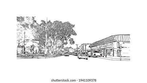 Building view with landmark of Choluteca is the 
municipality in Honduras. Hand drawn sketch illustration in vector.