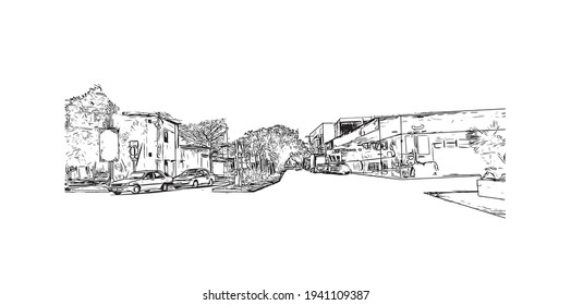 Building view with landmark of Choluteca is the 
municipality in Honduras. Hand drawn sketch illustration in vector.