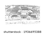 Building view with landmark of Columbia is the capital city of South Carolina. Hand drawn sketch illustration in vector.