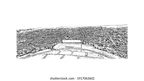 Construir vistas con un punto de referencia de Comitan es el
ciudad de México. Dibujo a mano de ilustración de esbozo en vector.