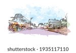 Building view with landmark of Concord is the capital city of New Hampshire. Watercolour splash with hand drawn sketch illustration in vector.