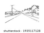 Building view with landmark of Concord is the capital city of New Hampshire. Hand drawn sketch illustration in vector.