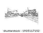 Building view with landmark of Concord is the capital city of New Hampshire. Hand drawn sketch illustration in vector.