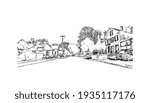 Building view with landmark of Concord is the capital city of New Hampshire. Hand drawn sketch illustration in vector.