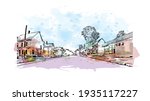Building view with landmark of Concord is the capital city of New Hampshire. Watercolour splash with hand drawn sketch illustration in vector.