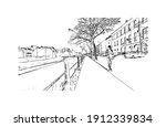 Building view with landmark of Cork is the second largest city in Ireland. Hand drawn sketch illustration in vector.