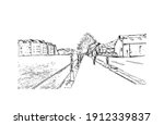 Building view with landmark of Cork is the second largest city in Ireland. Hand drawn sketch illustration in vector.
