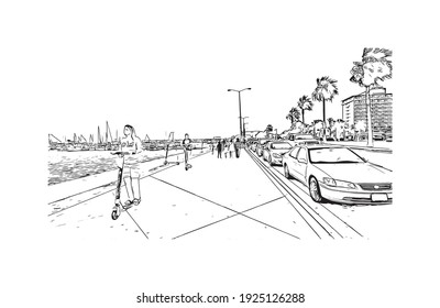 Construir vista con un punto de referencia de Corpus Christi es el
ciudad de Texas. Dibujo a mano de ilustración de esbozo en vector.