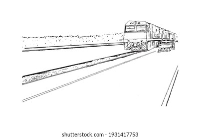 Building view with landmark of Darwin is the capital of Australia. Hand drawn sketch illustration in vector.