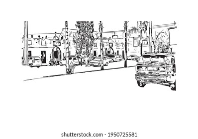 La vista de construcción con el punto de referencia de Durango es la 
ciudad de México. Dibujo a mano de ilustración de esbozo en vector.
