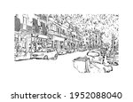 Building view with landmark of El Oued is the 
city in Algeria. Hand drawn sketch illustration in vector.