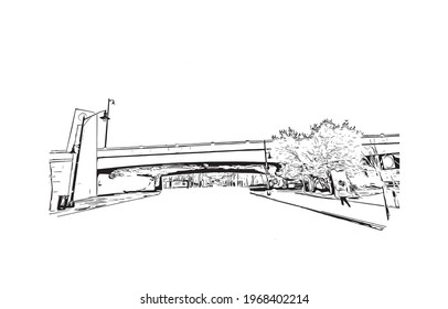 Building view with landmark of Elizabeth is the 
city in New Jersey. Hand drawn 
