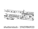 Building view with landmark of Embu das Artes is the 
municipality in Brazil. Hand drawn sketch illustration in vector.
