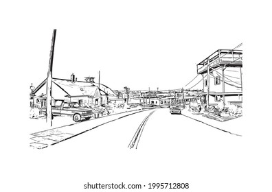 La vista de edificio con un punto de referencia del Everett es la 
ciudad en el estado de Washington. Dibujo a mano de ilustración de esbozo en vector.