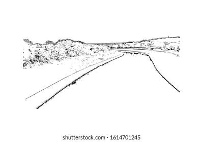Building view with landmark of Exeter is an ancient city on the River Exe in southwest England. Hand drawn sketch illustration in vector.