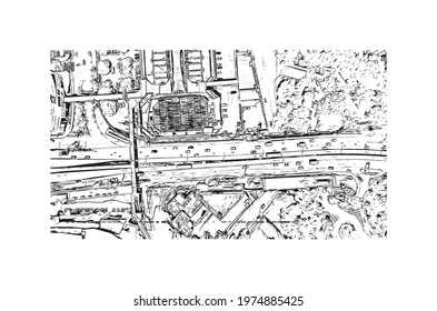 Building view with landmark of Floridablanca is the 
municipality in Colombia. Hand drawn sketch illustration in vector.