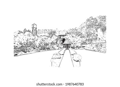 Building view with landmark of Frankfort is the 
city in Michigan. Hand drawn sketch illustration in vector.