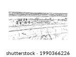 Building view with landmark of Great Falls is a city in Montana. Hand drawn sketch illustration in vector. 