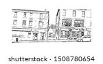 Building view with landmark of Halifax, an Atlantic Ocean port in eastern Canada, is the provincial capital of Nova Scotia. Hand drawn sketch illustration in vector.