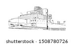 Building view with landmark of Halifax, an Atlantic Ocean port in eastern Canada, is the provincial capital of Nova Scotia. Hand drawn sketch illustration in vector.