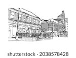 Building view with landmark of Halifax is the 
city in Canada. Hand drawn sketch illustration in vector.