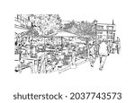 Building view with landmark of Halifax is the municipality
city in Canada. Hand drawn sketch illustration in vector.