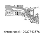 Building view with landmark of Halifax is the municipality
city in Canada. Hand drawn sketch illustration in vector.