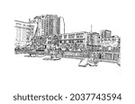 Building view with landmark of Halifax is the municipality
city in Canada. Hand drawn sketch illustration in vector.