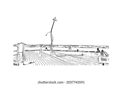 Building view with landmark of Halifax is the municipality
city in Canada. Hand drawn sketch illustration in vector.