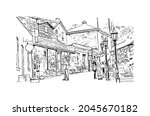 Building view with landmark of Helena is the 
city in Montana. Hand drawn sketch illustration in vector.