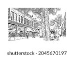 Building view with landmark of Helena is the 
city in Montana. Hand drawn sketch illustration in vector.