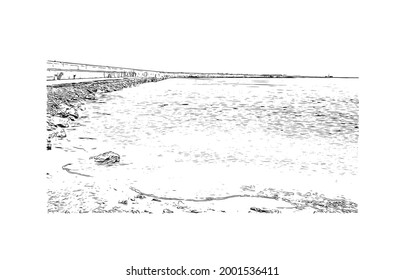 Building view with landmark of Heraklion is the 
city in Greece. Hand drawn sketch illustration in vector.