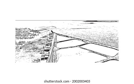 Building view with landmark of Hervey Bay is the 
city in Australia. Hand drawn sketch illustration in vector.