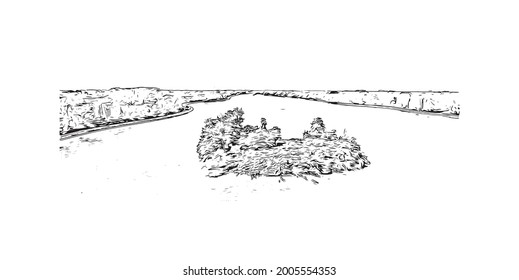 Building view with landmark of Ingolstadt is a city in Germany. Hand drawn sketch illustration in vector.
