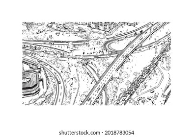 Building view with landmark of Istanbul is a major city in Turkey. Hand drawn sketch illustration in vector.