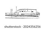 Building view with landmark of Jackson is the 
city in Mississippi. Hand drawn sketch illustration in vector.