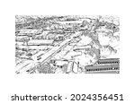 Building view with landmark of Jackson is the 
city in Mississippi. Hand drawn sketch illustration in vector.