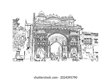 Building View Landmark Jaipur City India Stock Vector (Royalty Free ...