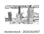 Building view with landmark of Jersey is the 
city in New Jersey. Hand drawn sketch illustration in vector.