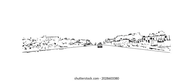 Building view with landmark of Jonesboro is the 
city in Arkansas. Hand drawn sketch illustration in vector.