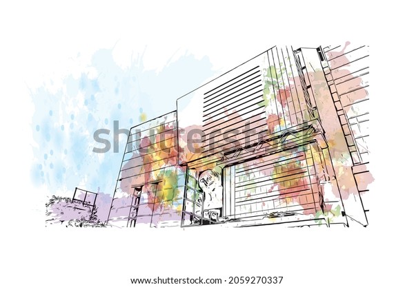Building view with landmark of Kolkata is the

city in India. Watercolor splash with hand drawn sketch
illustration in
vector.