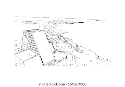 Building view with landmark of Koper is a port city in Slovenia, on the country's Adriatic coastline. Hand drawn sketch illustration in vector.