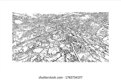 Building view with landmark of Adıyaman is a Kurdish-majority city in southeastern Turkey. Hand drawn sketch illustration in vector.