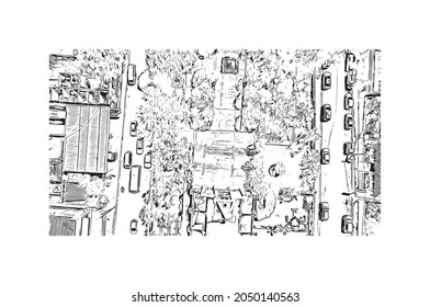 Building view with landmark of La Romana is the 
municipality in the Dominican Republic. Hand drawn sketch illustration in vector.