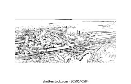 Building view with landmark of La Romana is the 
municipality in the Dominican Republic. Hand drawn sketch illustration in vector.