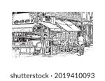 Building view with landmark of Lahore is the 
city in Pakistan. Hand drawn sketch illustration in vector.