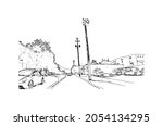 Building view with landmark of Lancaster is a city in Pennsylvania. Hand drawn sketch illustration in vector.