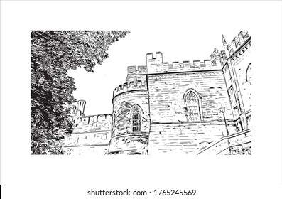 Building view with landmark of Lancaster is a city located in South Central Pennsylvania. Hand drawn sketch illustration in vector. 
