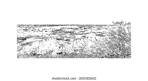 Building view with landmark of Laredo is a city in southern Texas. Hand drawn sketch illustration in vector.