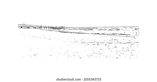 Building view with landmark of Larnaca is the 
city in Cyprus. Hand drawn sketch illustration in vector.